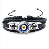 Personalized Retro Evil Eye & Fatima Hand Adjustable Cowhide Bracelet