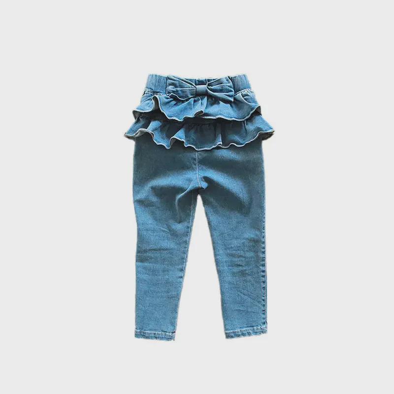 Детские осенние джинсы с оборками для девочек (3-10 лет) – Симпатичные брюки для верхней одежды
