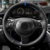 For BMW M Sport 3 5 Series E46 E39 M3 M5 Hand Braid Car Steering Wheel Cover Black Perforated Leather Red Blue Line Blue Strip