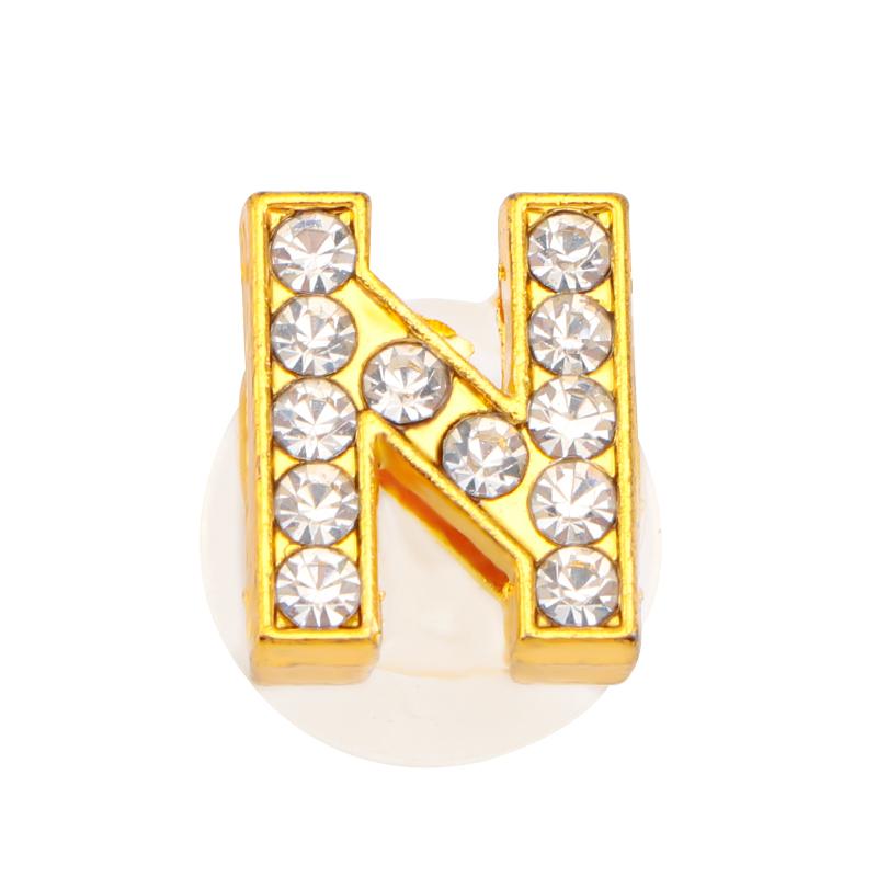 Новые золотые буквы алфавита, шармы для обуви, металлическая кнопка, стразы, корона, украшения для обуви, аксессуары для садовой обуви для женщин, мужчин, 1 шт.