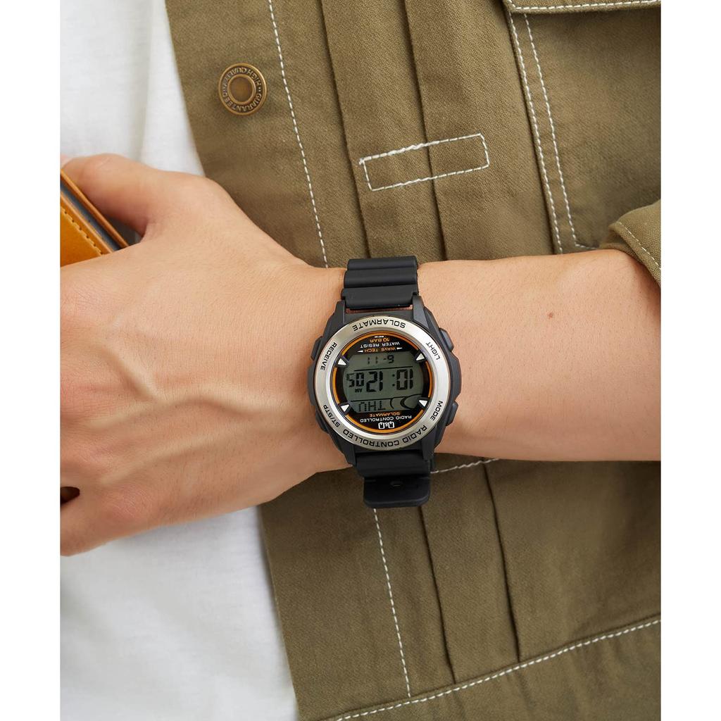 Цифровые солнечные часы Citizen с датой Водонепроницаемые Уретановые Черные Q&Q MHS7-300 Мужские Радиоуправляемый Дисплей, Устойчивые, Ремешок,