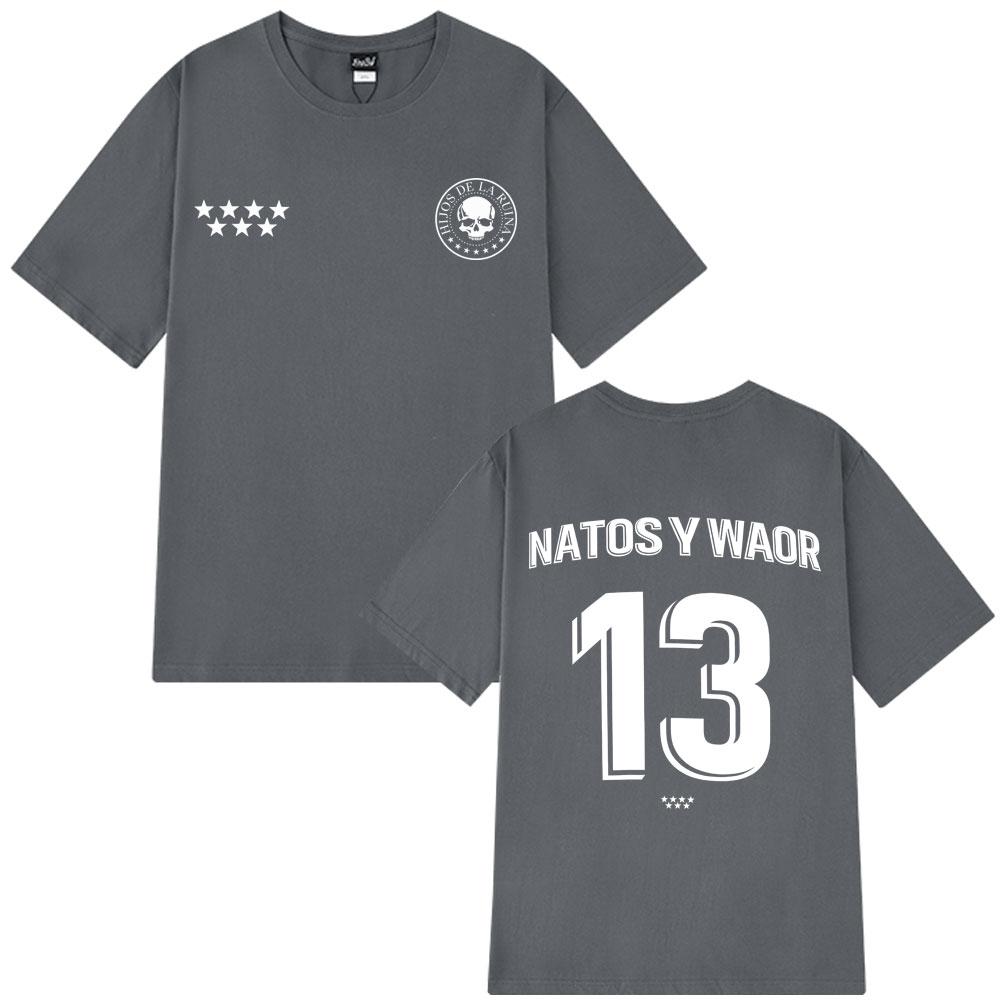 NATOS WAOR 13 Rap T-shirt, Fashionable Retro Hip-hop T-shirt, Men's and Women's Summer Printed 100% Pure Cotton T-shirt