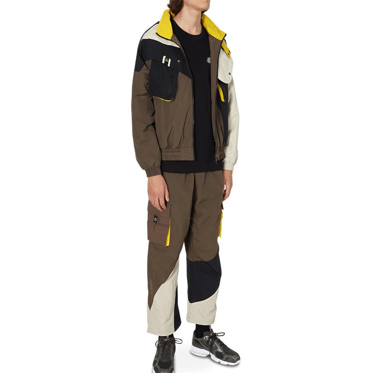 Li Ning Color Block свободная куртка мужские куртки коричневые черные AJDQ373-1