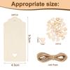 24pcs/set Unfinished Blank Wooden Tag Natural Rectangle Pendant with Heart DIY Crafts Bookmark for Wedding Party Decoration Gift