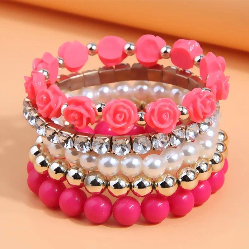 5 шт. богемные браслеты из бисера с цветами для женщин, новые многослойные браслеты с подвесками в стиле бохо, женские винтажные ювелирные изделия, подарки