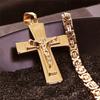 Men's Necklace Big Cross Pendant & Chain Mens Gold Color Stainless Steel Christian Necklaces Male Iced Out Bling Jewelry