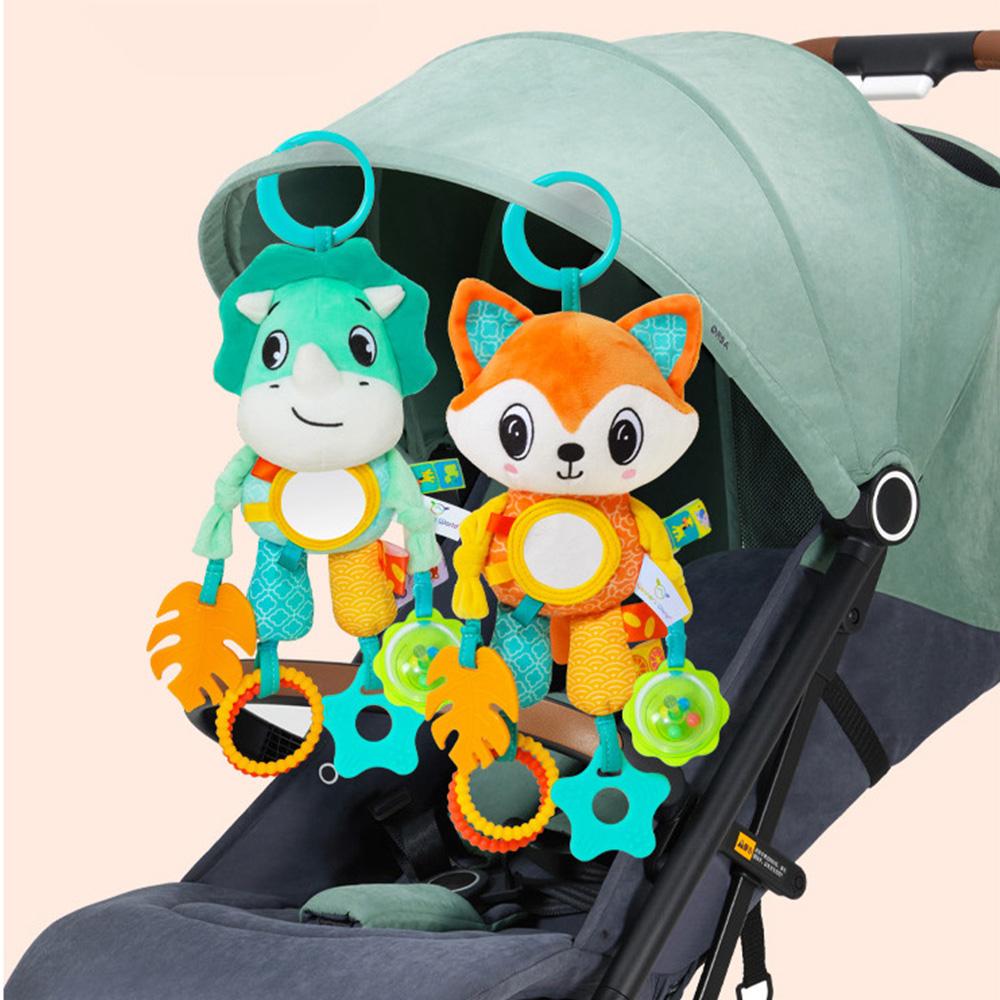 Baby Car Seat Toys Baby Hanging Toys Stroller Crib Gym or CarSeat with Teether Rattle & Tummy Time Mirror Sensory Toys Gifts