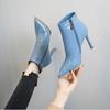 Fashion Pointed Toe Pumps Women High Heel Ankle Boots Waterproof High Heels Side Zipper Booties 2024 Patent Leather Botas De Mujer