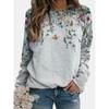 Women's Fashion Casual Loose Hoodie Round Neck 3D Flower Print Long Sleeved T-shirt Pullover Spring and Autumn Top