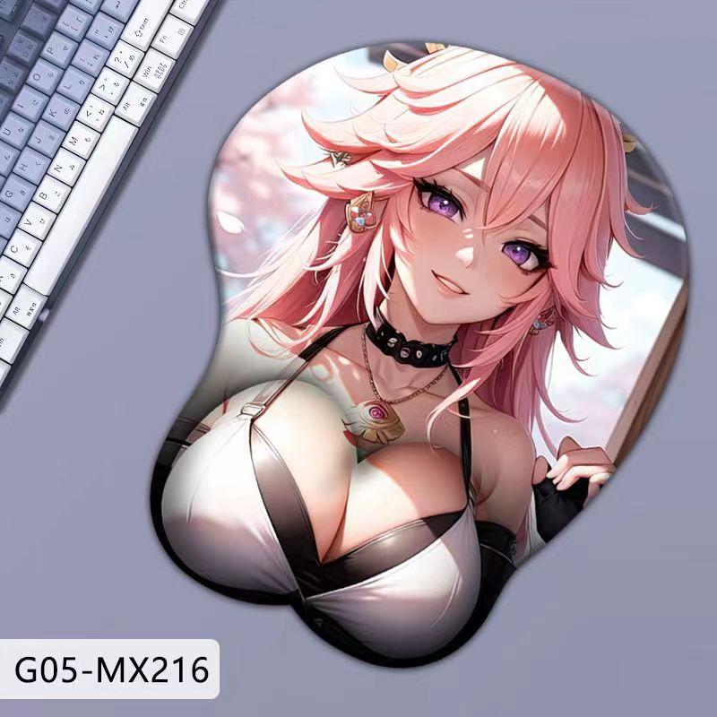 Силиконовый коврик для мыши Genshin 3D, большая грудь, защита запястья.