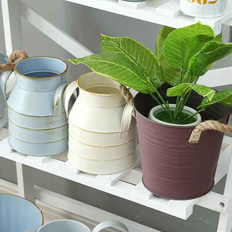 Металлическая винтажная потертая ваза для цветов жестяной кувшин растения украшение сад свадьба дом железный цветочный горшок