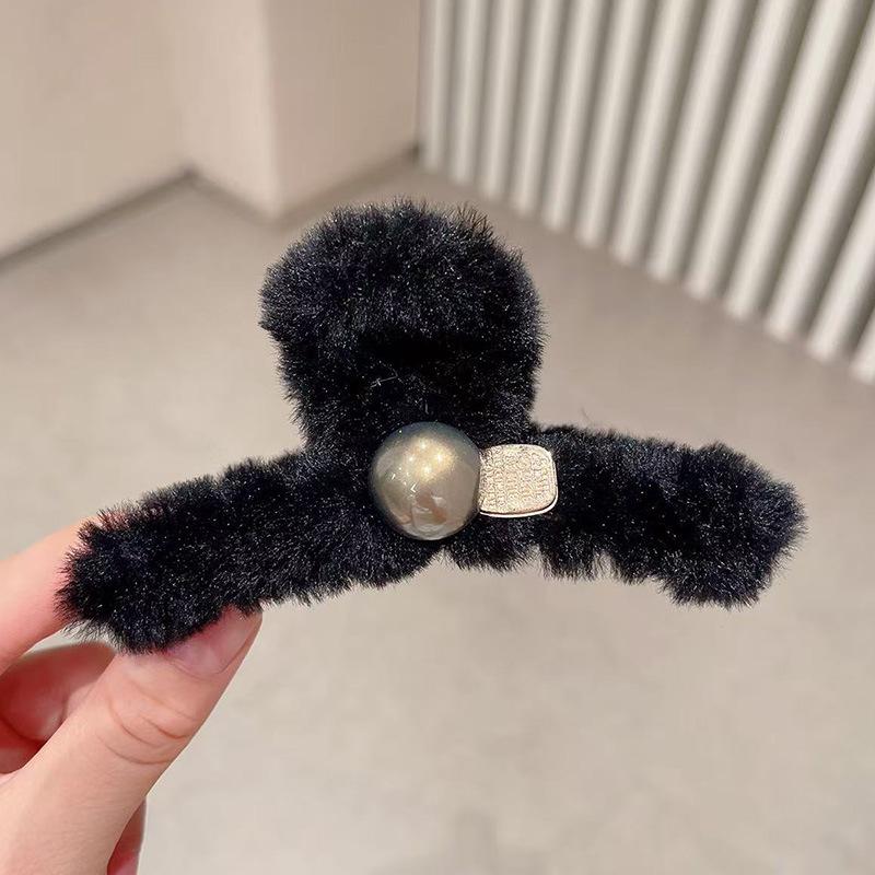 Осень/Зима 2025 Плюшевый мех норки Любовное сердце Стразы Зажим-краб для волос для женщин