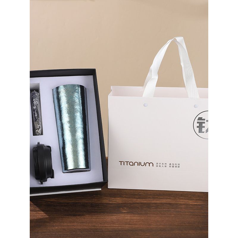New Pure Titanium Coffee Cup Large Capacity Vacuum Cup Portable Car Tea Cup Portable Water Cup One-Click Open Cover Titanium Cup