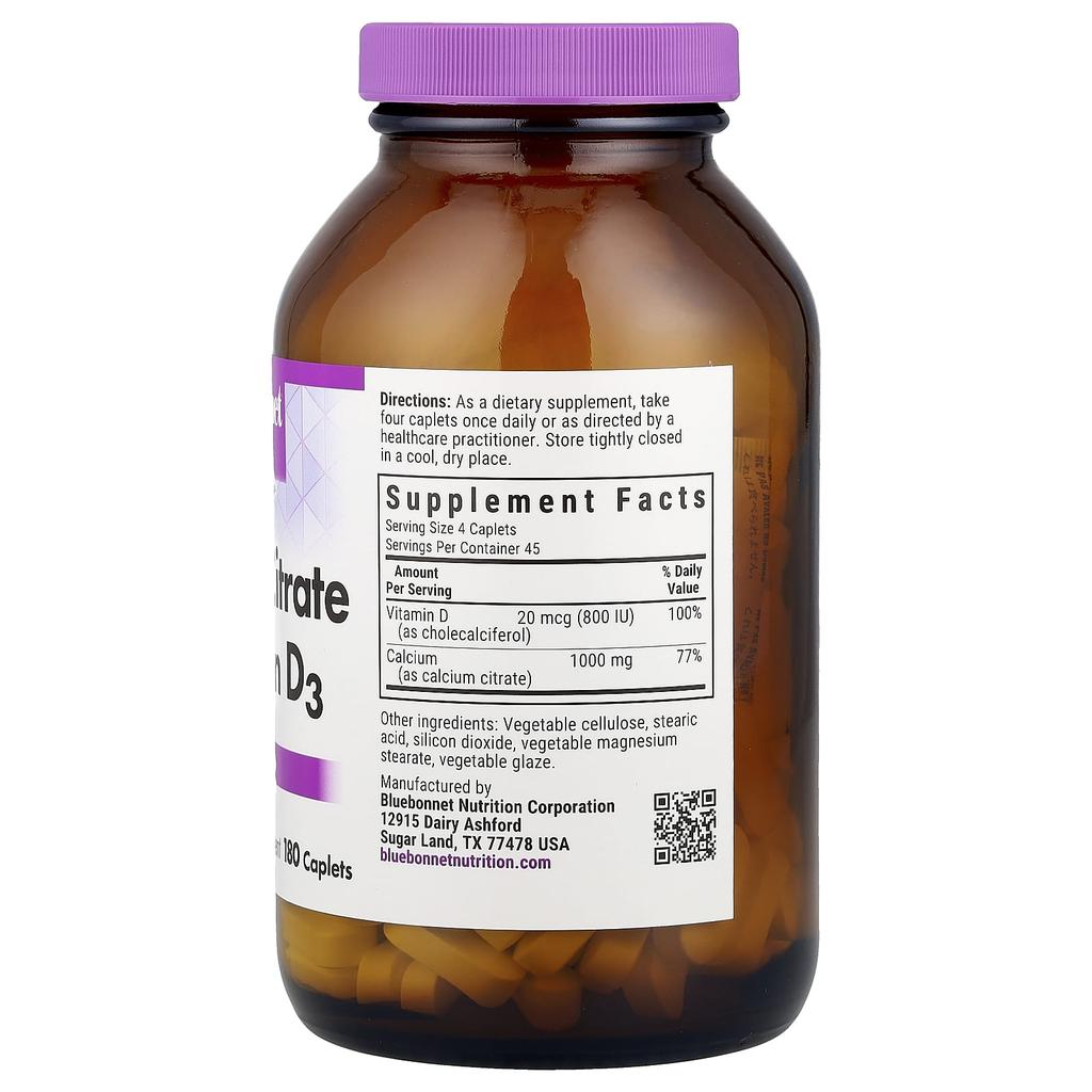 Calcium Citrate with Vitamin D3, 180 Capsules