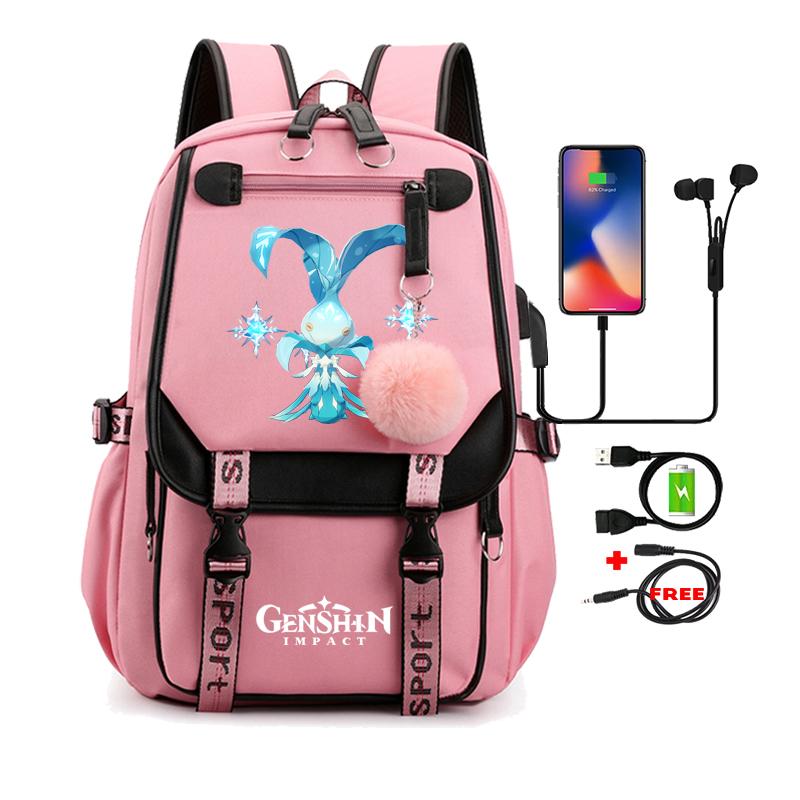 Anime Game Printed Bag Canvas Backpack Large Capacity Bookbag for Boy Girl Kids Gifts Usb Charging Travel Backpack Student School Bag