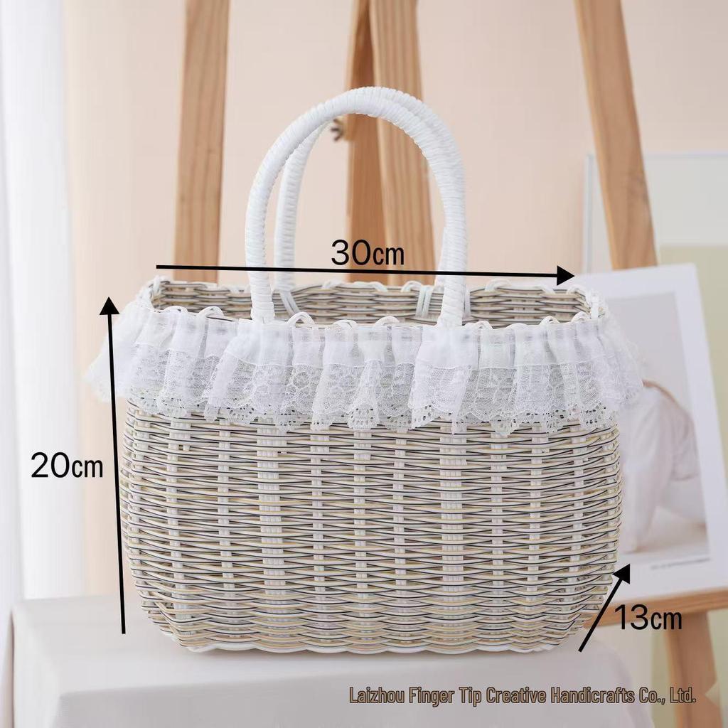 Красочная плетеная пластиковая корзина: Ручной сувенирный подарок, Имитация ротанга, Женская корзина для ванной и хранения