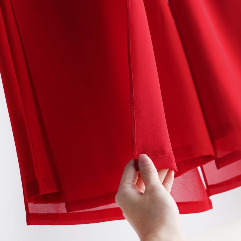 Летние шифоновые длинные брюки, женская уличная одежда, свободные однотонные широкие брюки с высокой талией, красные, черные