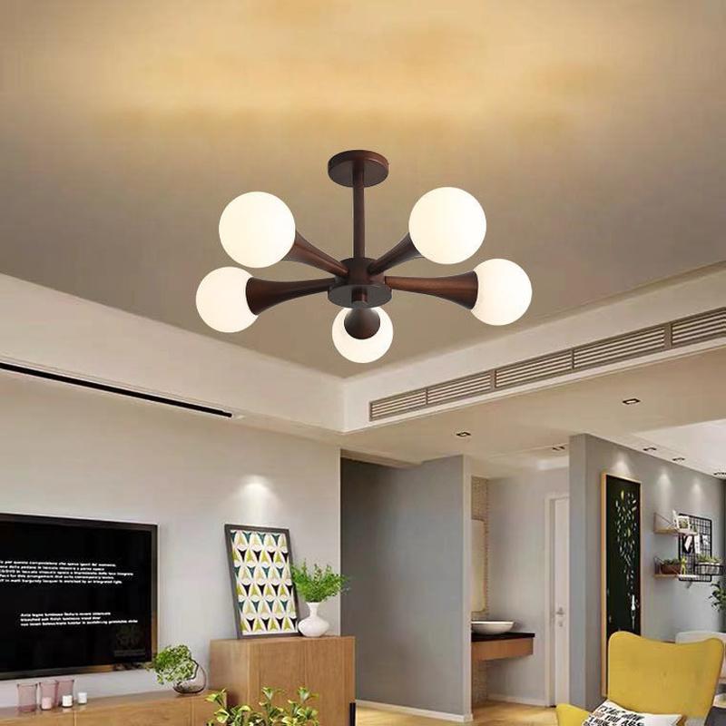 Люстра для гостиной, простые современные светильники из орехового дерева, столовая, бревенчатые лампы