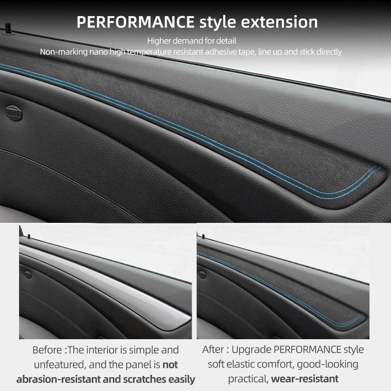 For BMW E60 Series 5 Car Door Side Panel Strips Trim Made of Alcantara Performance 4pcs Sticker Car Interior Tuning Accessories