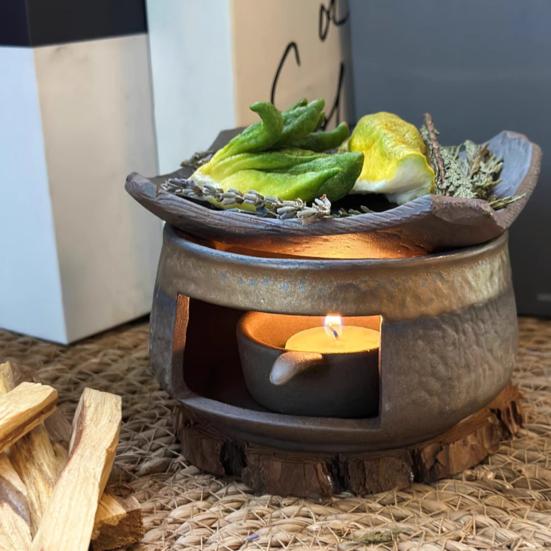 Керамическая грелка для чая, аромадиффузор для свечей для нагревания чайника, домашний офис, декор для медитации, ретро