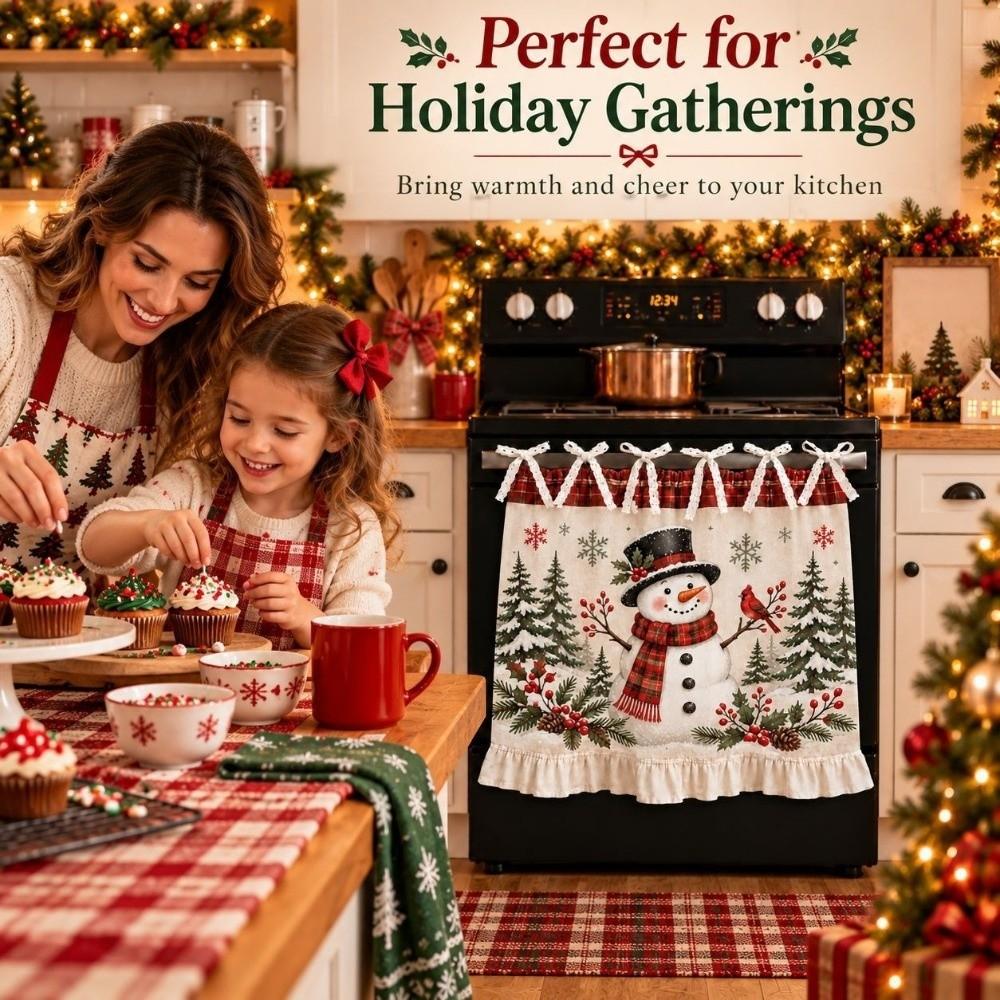 Farmhouse Tie Oven Cover Curtain Ruffle Edge Coffee Machine Half Curtain Cabinet Window