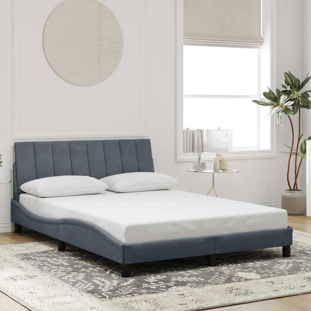 Bed Frame without Mattress Hanko Dark Grey 140 x 190 cm Velvet