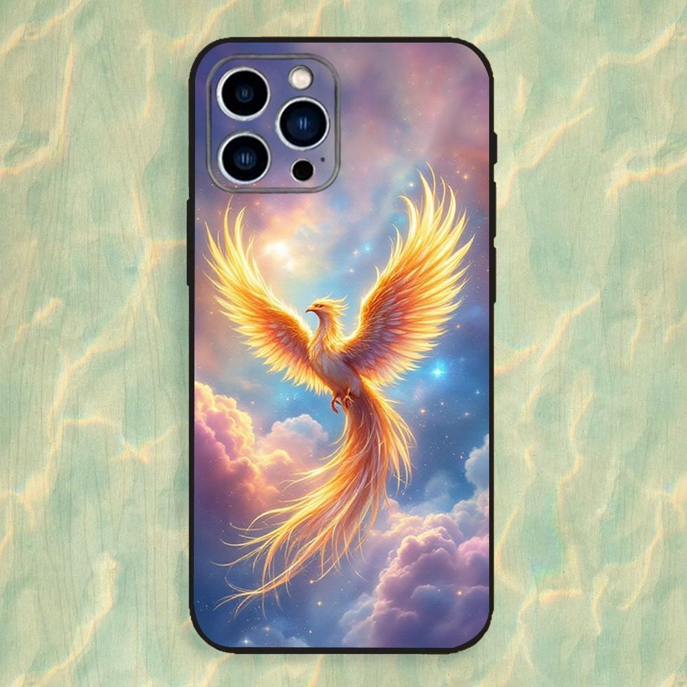 Myth Art Phoenix Phone Case For iPhone 16,15,14,13,12,11 Plus,Pro Max,XS,X,XR,SE,Mini,8,7,Soft Silicone Black Cover