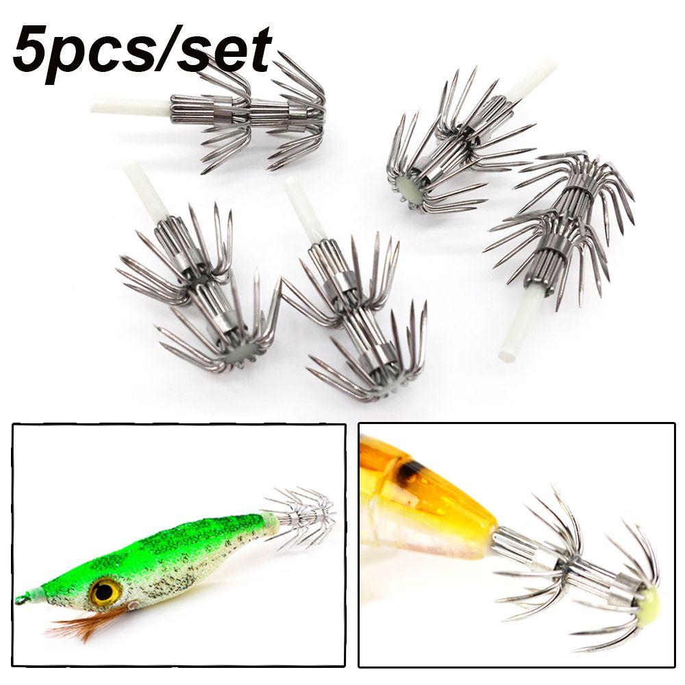 Fishing Tackle Wood Shrimp Lures Plastic Baits Octopus Squid Lure Hooks Umbrella hook Glow in Dark