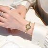 1 New Gold Ladies Watch Rhinestones Inlaid with Four-Leaf Clover Shape Surface Gorgeous Romantic Retro Elegant Ladies Watch