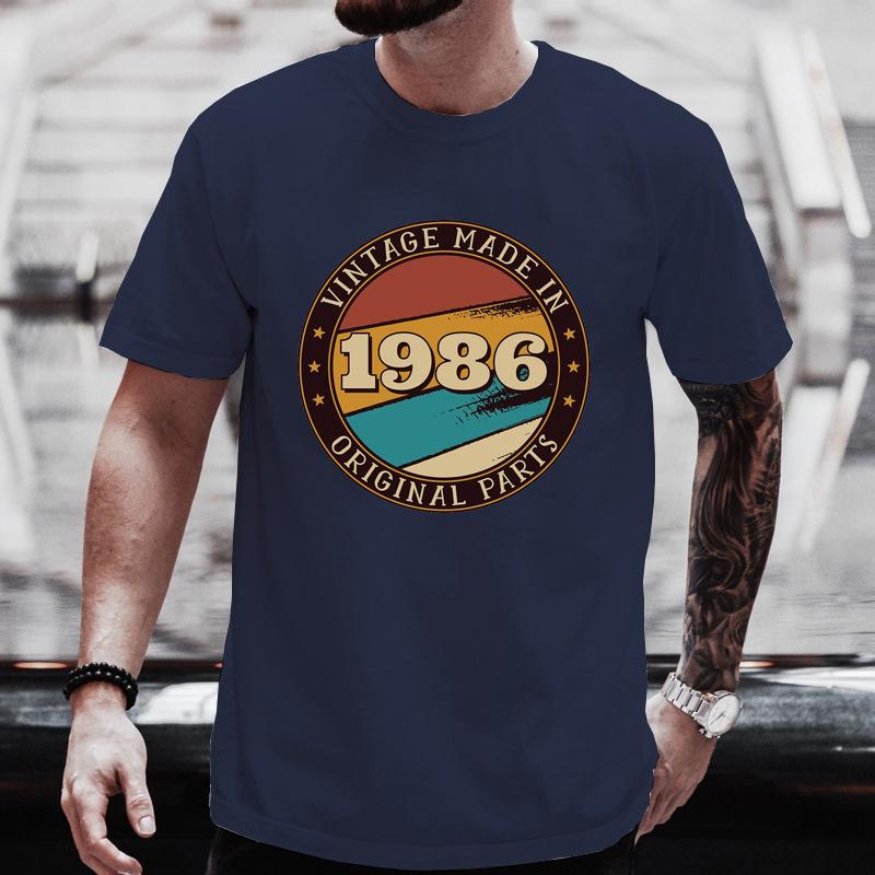 Unisexs Crew Neck T Shirt Made In 1986 Cassette Tape Graphic Tee Retro Vintage Birthday Casual Short Sleeve Top For Music Gift Wear