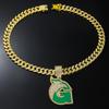 High Quality Fashion Geometric Dolphin Design Pendant Championship Necklace Cuban Chain Alloy Gold Plated Jewelry Gift