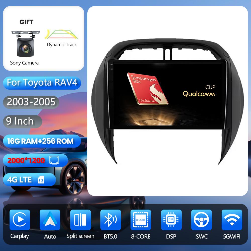 Autoradio Android 16 Plug and Play pour Toyota RAV4 RAV 4 2003 - 2005, écran Carplay, lecteur multimédia DAB+, autoradio 2K, GPS