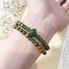 Natural Green Sandalwood Hetian Jade Double-Circle Bracelet New Chinese Style Womens Jewelry Gifting