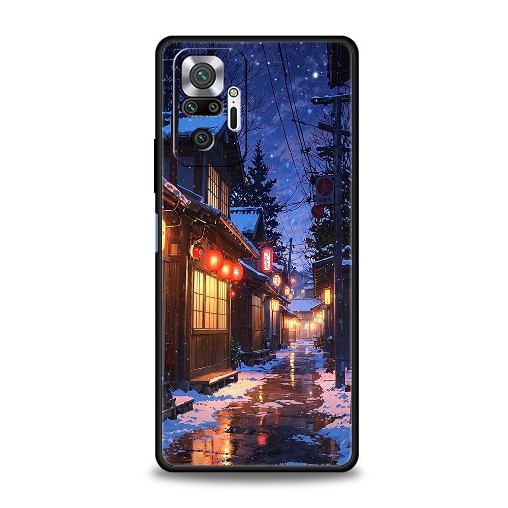 Чехол для телефона Xiaomi Redmi Note 14 13 12 5G 11 10 Pro Plus 4G 9S 9 14C 13C 12C 10C 9C 9A Cover Японский аниме пейзаж Арт