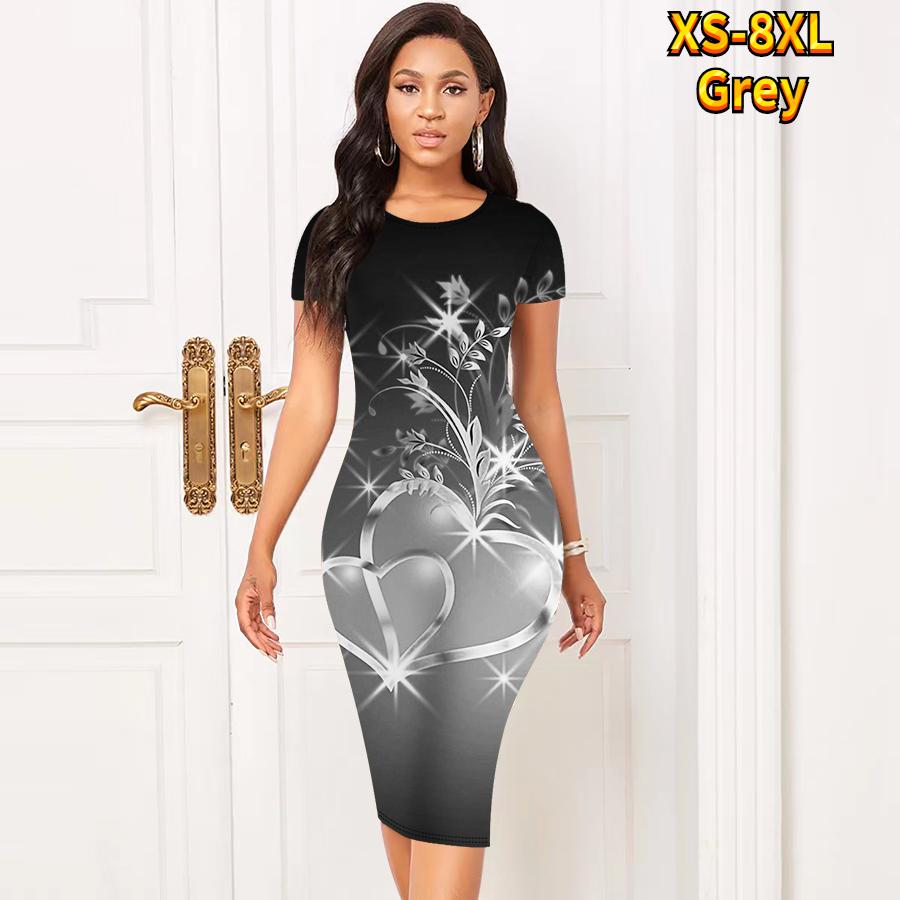Тонкое платье длиной до колена с коротким рукавом, модное женское платье миди с 3D принтом дерева