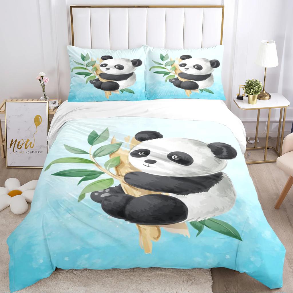 Cute Panda Duvet Cover Cartoon Kawaii Comforter Bedding Sets Soft Quilt Cover And Pillowcases For Teens SingleDoubleQueenKing
