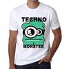 Мужская винтажная футболка с рисунком Techno Monster White
