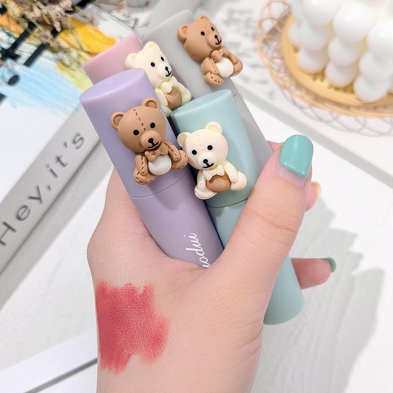 CUODUI Cute Bear Velvet Matte Lip Mud - увлажняющая матовая помада для губ и блеск для губ