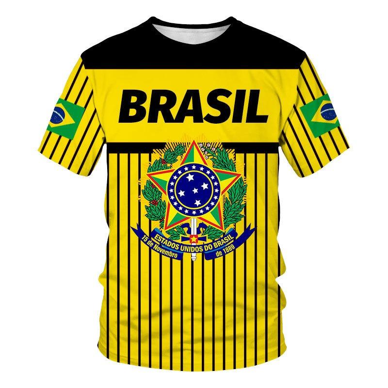 Hot Selling World Cup BRASIL Brazil Flag 3D Printed Pattern T-shirt for Men's Sports Leisure