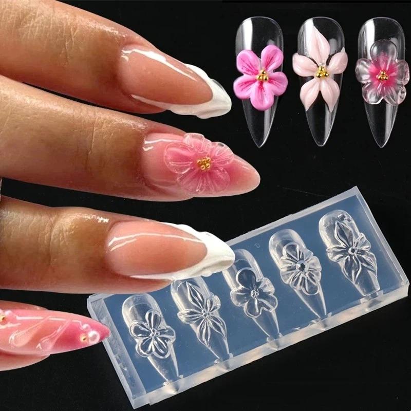 Silicone 3D Hibiscus Flower Nail Mold for Resin Art Professional DIY Nail Tool for Floral Design Creations