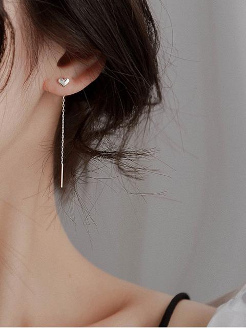 Temperament Long Heart-shaped Tassel Earrings Love Ear Line for Women Girlfriend Birthday Gift Fashion Jewelry