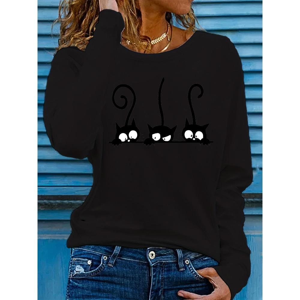 pure cotton women's spring and autumn loose comfortable cartoon cat