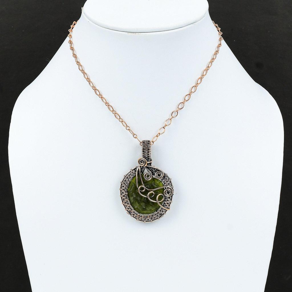Moldavite Copper Wire Wrapped Pendant Gemstone Jewelry Handmade Unique Pendant Copper Wire Wrap Jewelry Gift For Her & Mom Pendant For Women