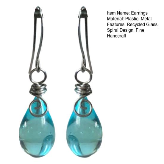 Серьги-спирали из переработанного стекла, ожерелье, ручная работа, уникальные, глубина отражает свет, серьги-крючки, кулон-ожерелье