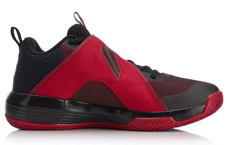 Li Ning Yushuai Нескользящие Легкие Средние Баскетбольные Кроссовки Мужские Черно-Красные ABPN015-5