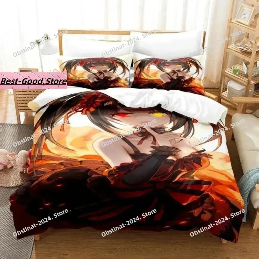 Аниме Date A Live Куруми Токисаки Печатный Комплект Постельного Белья Пододеяльник Наволочка Комплект Постельного Белья Простыня Одеяло Полный Размер Queen King