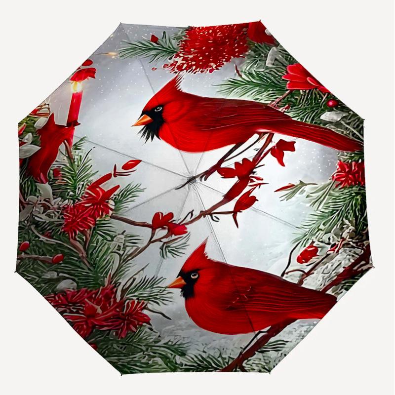 1PC Cardinal Umbrella-8-Rib Reinforced, Automatic Open, Lightweight & Durable, Fashion Accessory for Outdoor, H0392