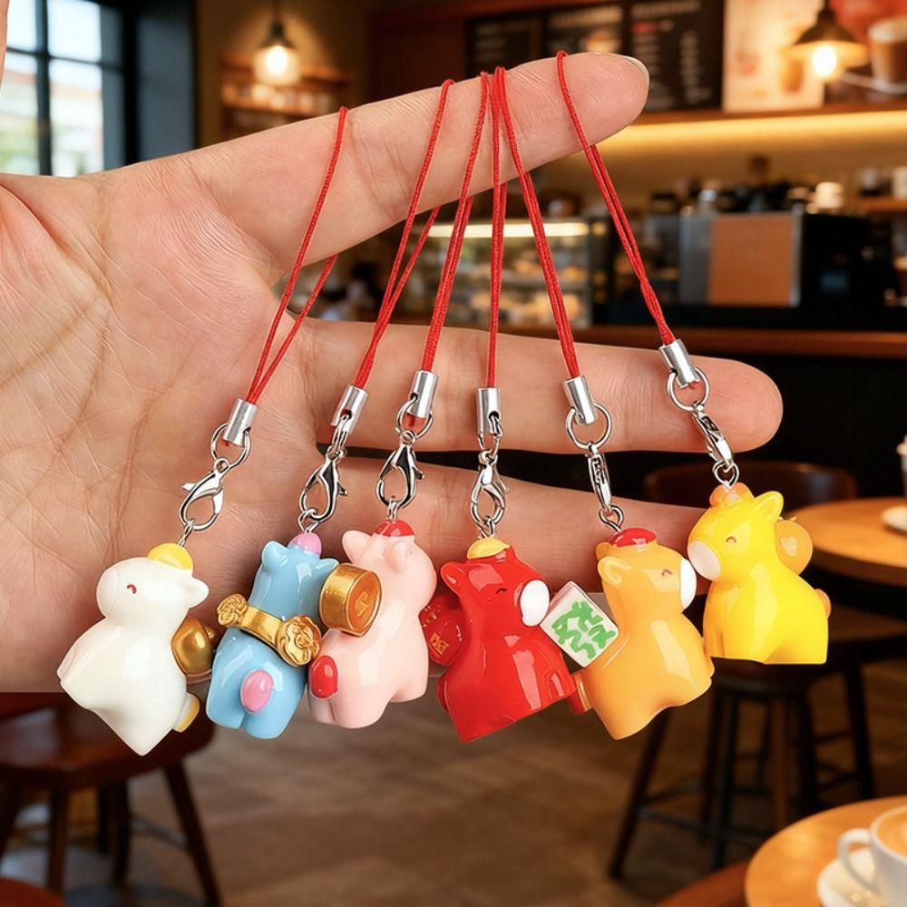 Cartoon Design Horse Keychain Mini Pony Phone Strap Funny Horse Pendant  Backpack Decoration