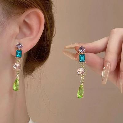 Серьги-подвески в виде капли воды с бриллиантами, нишевая мода, универсальные серьги, легкая роскошь, темперамент, высококлассные серьги, женские