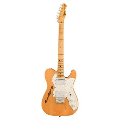 Squier by Fender Electric Guitar Classic Vibe '70s Telecaster Thinline, Maple Fingerboard, Natural, with Soft Case